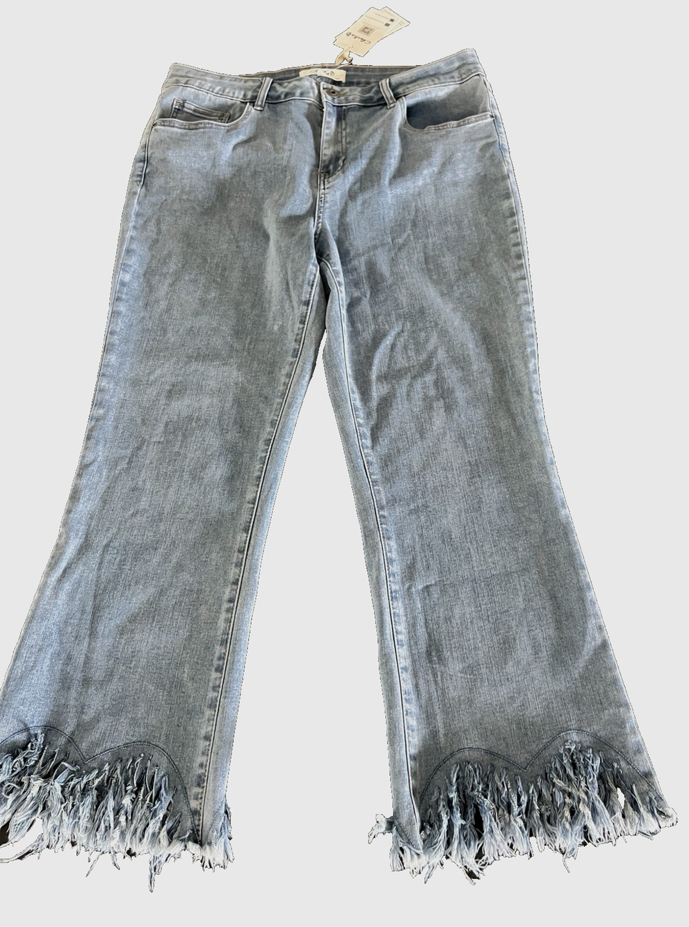 Charlie B Frayed Hem Blue Denim Jeans Size 14 NWT